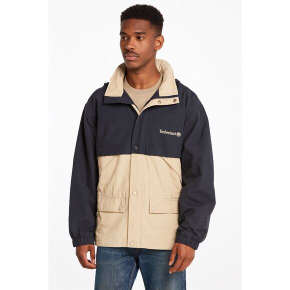 Vtg Timberland Weathergear Men’s Two-Tone Lightweight Jacket Size M Beige Black - Picture 1 of 7